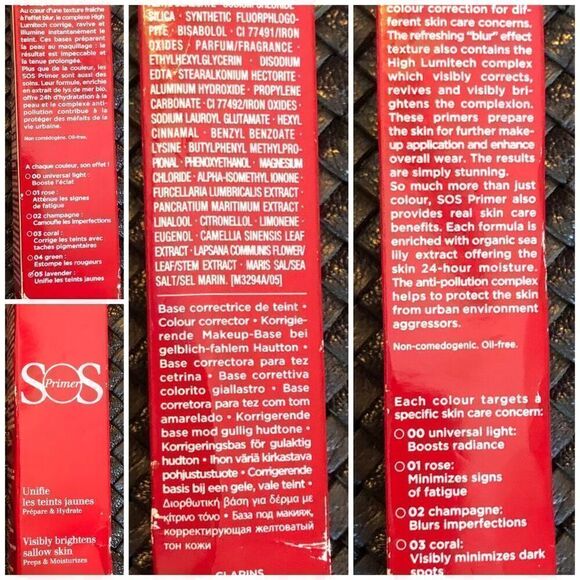 CLARINS - NWT - SOS Primer in Lavender. Corrects Sallow Skin. 1 oz Damaged Box - Picture 5 of 12